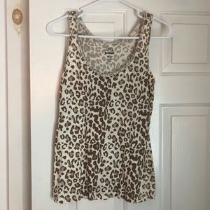 Old navy muted neutral cream/tan leopard print subtle sequins XS tank top